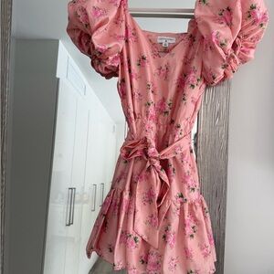 LoveShackFancy Pink Floral V-Neck Dress New!